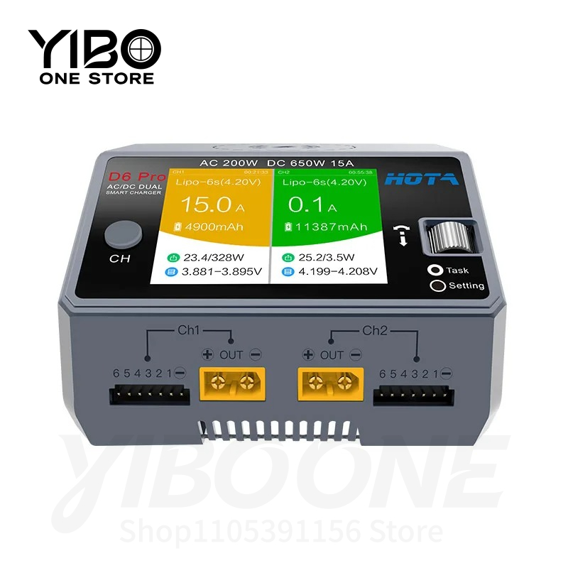 D6 Pro Black AC 200W DC 2x325W - Hota D6 Pro Dual Lipo Charger review and price